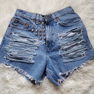 Custom High Rise Distressed Shorts